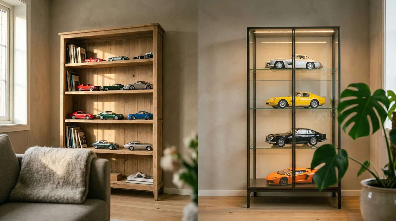 Sammelvitrine für Modellautos 1:18 mit LED Beleuchtung