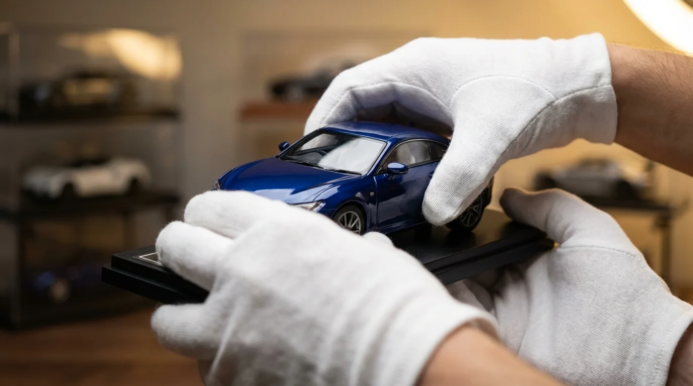 Richtige Handhabung eines 1:18 Diecast-Modellautos am Unterboden